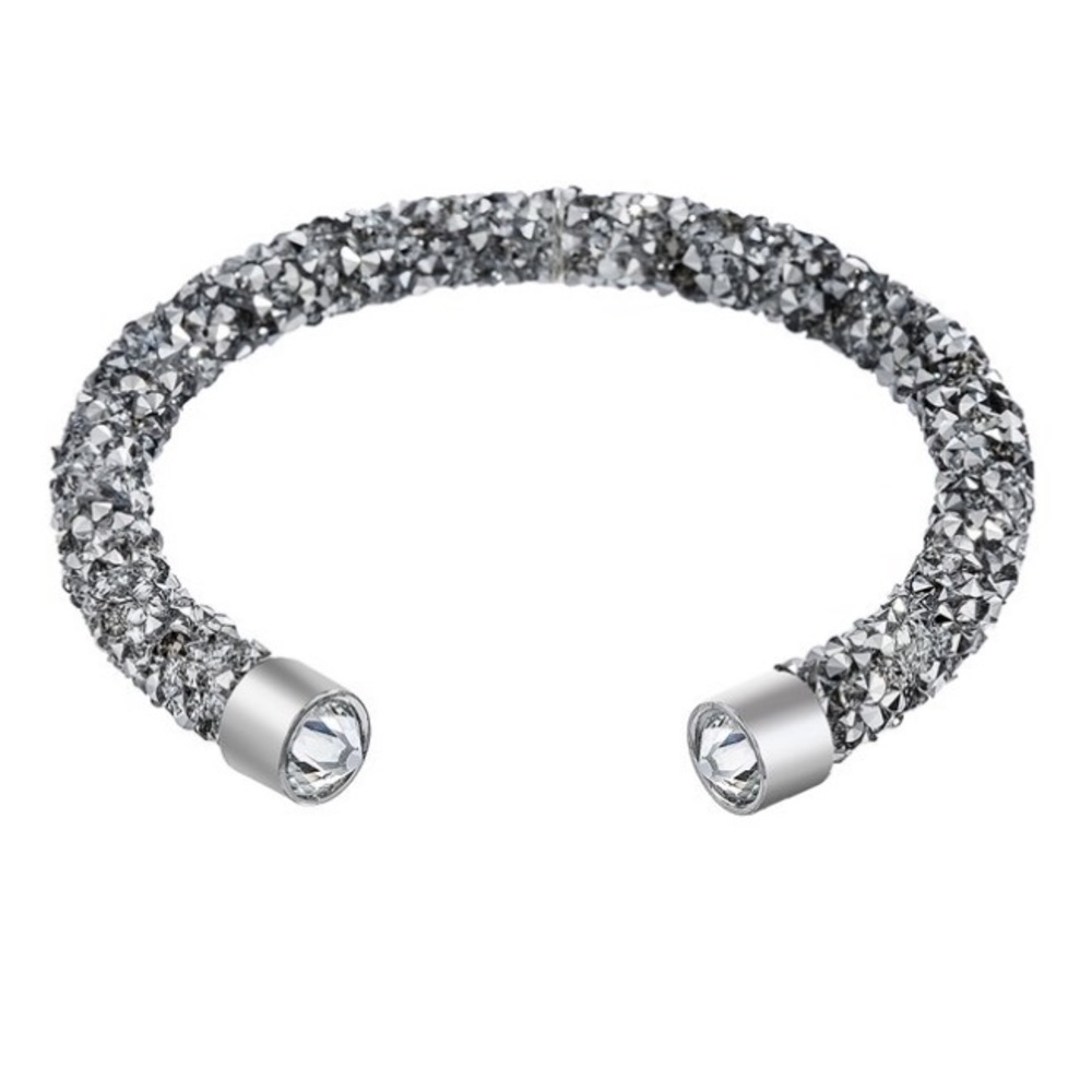 Grey & Silvertone Wrapped Cuff w/ Swarovski